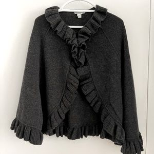 Sutton Studio Bloomingdales Wool Ruffle Poncho Shawl Wrap
